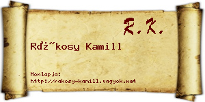 Rákosy Kamill névjegykártya